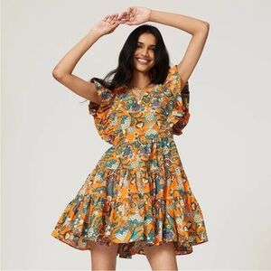 La DoubleJ Honeybun Dress Orange Floral in Size M